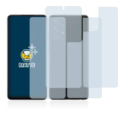 Imagen del dispositivo Samsung Galaxy A52s 5G (Frontal+Trasero) con una amplia variedad de protectores de pantalla.