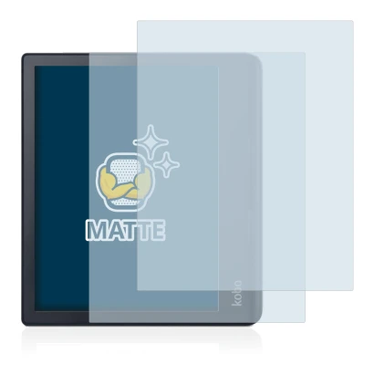 Imagen del dispositivo Kobo Sage con una amplia variedad de protectores de pantalla.