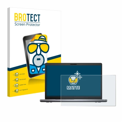 Parte frontal de un envase de producto con el logotipo de la marca BROTECT. Al lado se muestra el dispositivo Dell Latitude 55