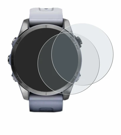 Imagen del dispositivo Garmin Fenix 7S (42 mm) con una amplia variedad de protectores de pantalla.