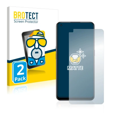 Parte frontal de un envase de producto con el logotipo de la marca BROTECT. Al lado se muestra el dispositivo realme 9 Pro Plu