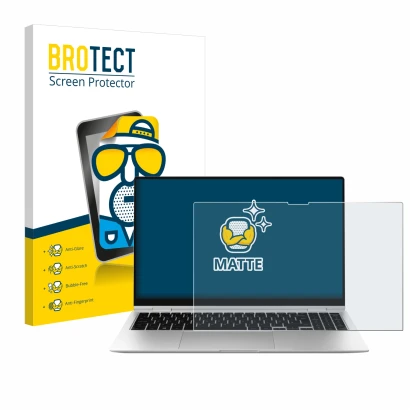 Parte frontal de un envase de producto con el logotipo de la marca BROTECT. Al lado se muestra el dispositivo Samsung Galaxy B