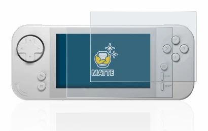 Imagen del dispositivo Evercade EXP con una amplia variedad de protectores de pantalla.