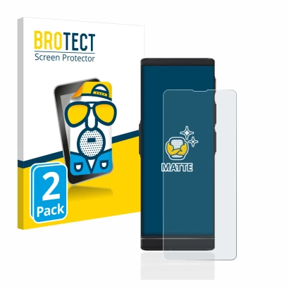 Parte frontal de un envase de producto con el logotipo de la marca BROTECT. Al lado se muestra el dispositivo Vasco Translator