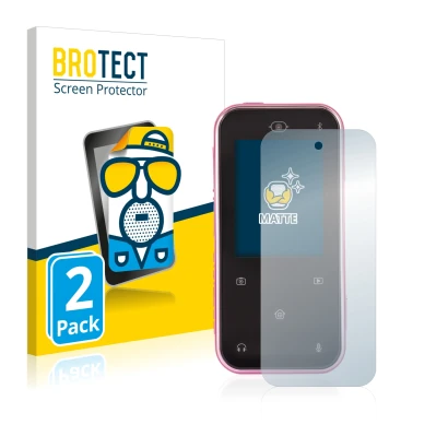 Parte frontal de un envase de producto con el logotipo de la marca BROTECT. Al lado se muestra el dispositivo Vtech Kidizoom S