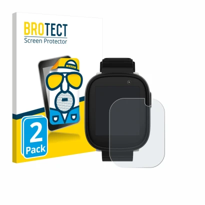 Parte frontal de un envase de producto con el logotipo de la marca BROTECT. Al lado se muestra el dispositivo Xplora X6 Play 2