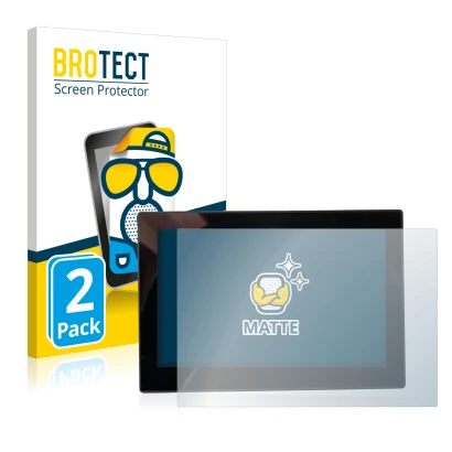 Parte frontal de un envase de producto con el logotipo de la marca BROTECT. Al lado se muestra el dispositivo MG 4 7-Zoll Digi