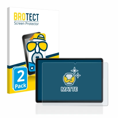 Parte frontal de un envase de producto con el logotipo de la marca BROTECT. Al lado se muestra el dispositivo Blackview Tab 7