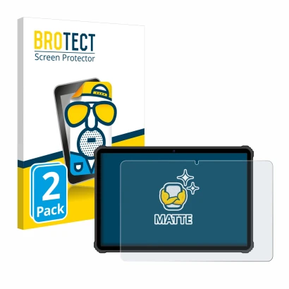 Parte frontal de un envase de producto con el logotipo de la marca BROTECT. Al lado se muestra el dispositivo Oukitel RT5 con 