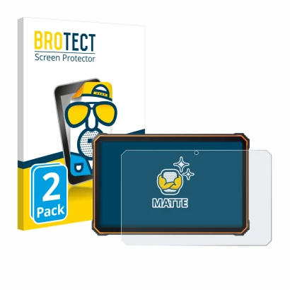 Parte frontal de un envase de producto con el logotipo de la marca BROTECT. Al lado se muestra el dispositivo Blackview Active