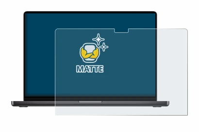 Imagen del dispositivo Apple MacBook Pro 16" 2023 M3 con una amplia variedad de protectores de pantalla.