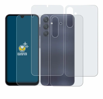 Imagen del dispositivo Samsung Galaxy A25 5G (Frontal+Trasero) con una amplia variedad de protectores de pantalla.