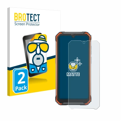 Parte frontal de un envase de producto con el logotipo de la marca BROTECT. Al lado se muestra el dispositivo Blackview BV7200