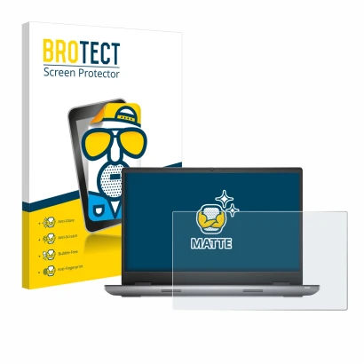 Parte frontal de un envase de producto con el logotipo de la marca BROTECT. Al lado se muestra el dispositivo Dell Precision 7
