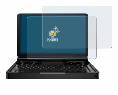 Imagen del dispositivo GPD Win Mini (2024) con una amplia variedad de protectores de pantalla.