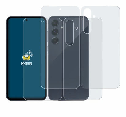 Imagen del dispositivo Samsung Galaxy A55 5G (Frontal+Trasero) con una amplia variedad de protectores de pantalla.