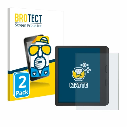 Parte frontal de un envase de producto con el logotipo de la marca BROTECT. Al lado se muestra el dispositivo Tolino Vision Co