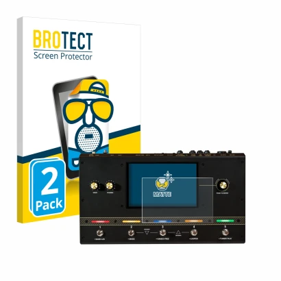 Parte frontal de un envase de producto con el logotipo de la marca BROTECT. Al lado se muestra el dispositivo Headrush Core co