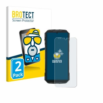 Parte frontal de un envase de producto con el logotipo de la marca BROTECT. Al lado se muestra el dispositivo Doogee S Punk co