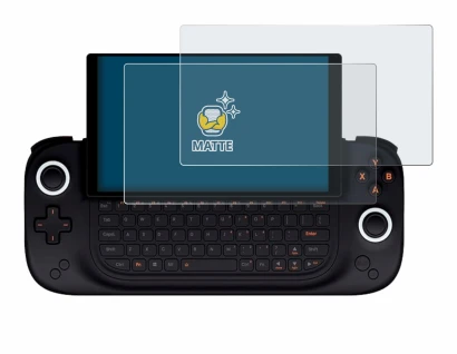 Imagen del dispositivo Ayaneo Slide con una amplia variedad de protectores de pantalla.