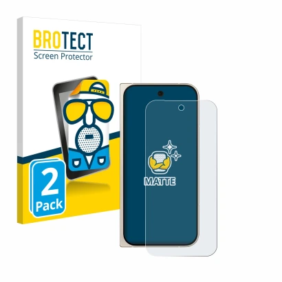 Parte frontal de un envase de producto con el logotipo de la marca BROTECT. Al lado se muestra el dispositivo Google Pixel 9 P