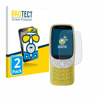 Parte frontal de un envase de producto con el logotipo de la marca BROTECT. Al lado se muestra el dispositivo Nokia 3210 con s