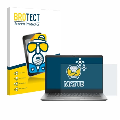 Parte frontal de un envase de producto con el logotipo de la marca BROTECT. Al lado se muestra el dispositivo Dell Latitude 33