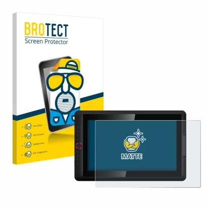 Parte frontal de un envase de producto con el logotipo de la marca BROTECT. Al lado se muestra el dispositivo XP-Pen Artist 15