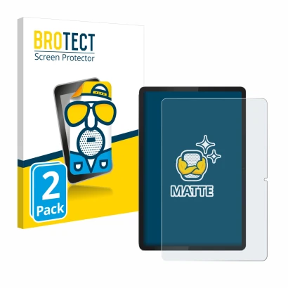 Parte frontal de un envase de producto con el logotipo de la marca BROTECT. Al lado se muestra el dispositivo Lenovo Tab 2025 