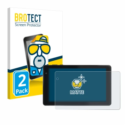 Parte frontal de un envase de producto con el logotipo de la marca BROTECT. Al lado se muestra el dispositivo Lisciani Mio Tab