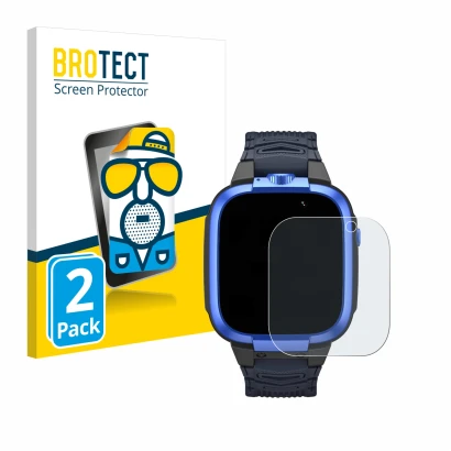 Parte frontal de un envase de producto con el logotipo de la marca BROTECT. Al lado se muestra el dispositivo Xiaomi Mibro Kid