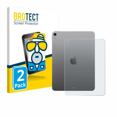 Parte frontal de un envase de producto con el logotipo de la marca BROTECT. Al lado se muestra el dispositivo Apple iPad Air 1