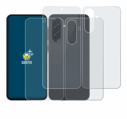 Imagen del dispositivo Samsung Galaxy A36 5G (Frontal+Trasero) con una amplia variedad de protectores de pantalla.