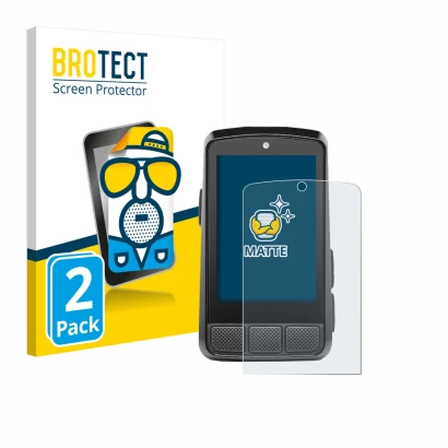 Parte frontal de un envase de producto con el logotipo de la marca BROTECT. Al lado se muestra el dispositivo Wahoo Elemnt Bol