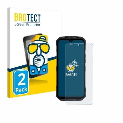 Parte frontal de un envase de producto con el logotipo de la marca BROTECT. Al lado se muestra el dispositivo Doogee V Max S c