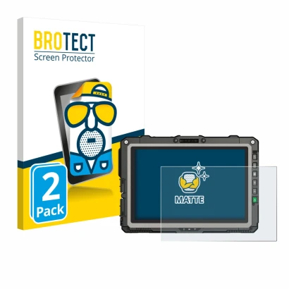 Parte frontal de un envase de producto con el logotipo de la marca BROTECT. Al lado se muestra el dispositivo Getac UX10 G3 co