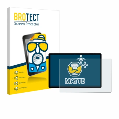 Parte frontal de un envase de producto con el logotipo de la marca BROTECT. Al lado se muestra el dispositivo Maxlegen M40 14"