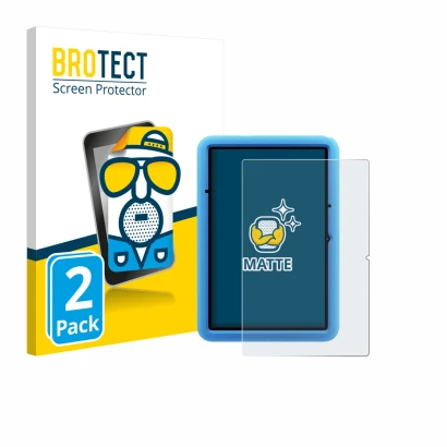 Parte frontal de un envase de producto con el logotipo de la marca BROTECT. Al lado se muestra el dispositivo Blackview Tab 60