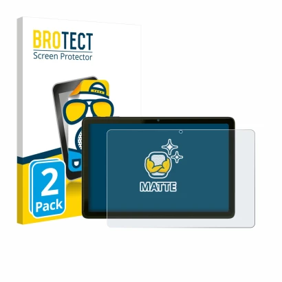 Parte frontal de un envase de producto con el logotipo de la marca BROTECT. Al lado se muestra el dispositivo VALE Tablet V10A