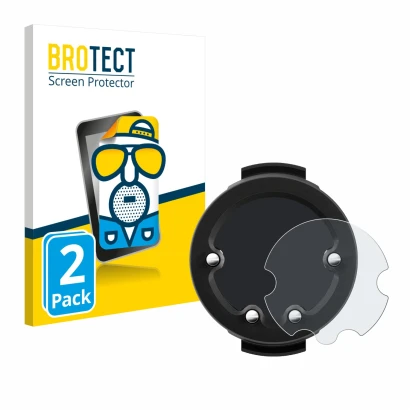 Parte frontal de un envase de producto con el logotipo de la marca BROTECT. Al lado se muestra el dispositivo Suunto Zoop con 