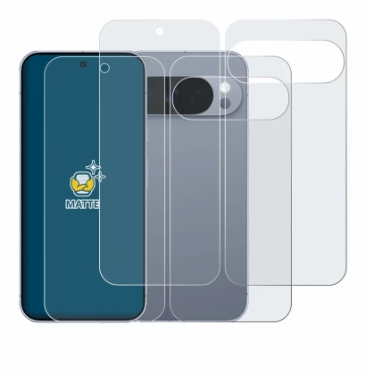 Imagen del dispositivo Google Pixel 10 Pro (Frontal+Trasero) con una amplia variedad de protectores de pantalla.