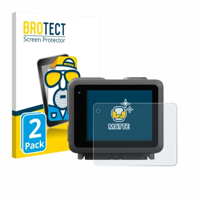 Parte frontal de un envase de producto con el logotipo de la marca BROTECT. Al lado se muestra el dispositivo GoPro Lit Hero c