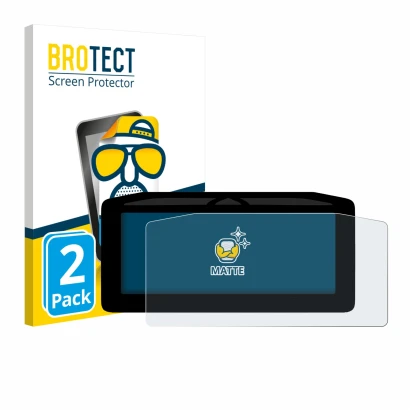 Parte frontal de un envase de producto con el logotipo de la marca BROTECT. Al lado se muestra el dispositivo Ducati Panigale 