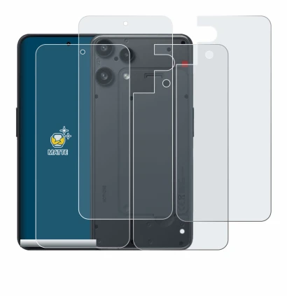 Imagen del dispositivo Nothing Phone (3a) Lite (Frontal+Trasero) con una amplia variedad de protectores de pantalla.
