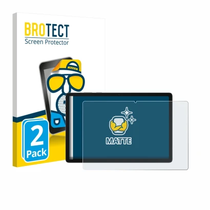 Parte frontal de un envase de producto con el logotipo de la marca BROTECT. Al lado se muestra el dispositivo Samsung Galaxy T