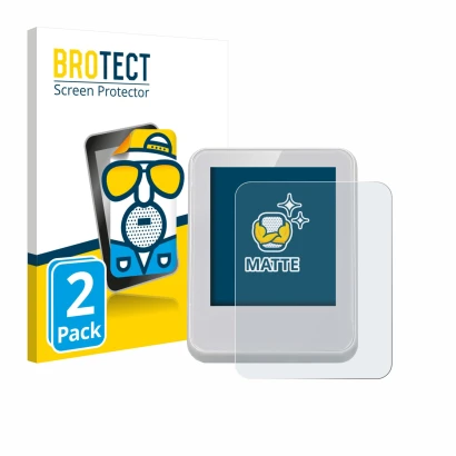 Parte frontal de un envase de producto con el logotipo de la marca BROTECT. Al lado se muestra el dispositivo Bresser ClimaTem