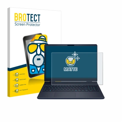 Parte frontal de un envase de producto con el logotipo de la marca BROTECT. Al lado se muestra el dispositivo Dell Alienware 1