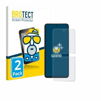 Parte frontal de un envase de producto con el logotipo de la marca BROTECT. Al lado se muestra el dispositivo Honor Magic V Fl