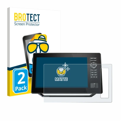 Parte frontal de un envase de producto con el logotipo de la marca BROTECT. Al lado se muestra el dispositivo Humminbird Xplor