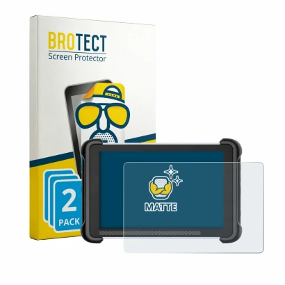Parte frontal de un envase de producto con el logotipo de la marca BROTECT. Al lado se muestra el dispositivo MUCAR 892BT con 